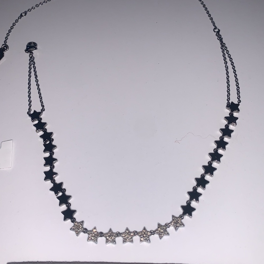Ela Rae Oxidized Sterling Silver Star Diamond Necklace